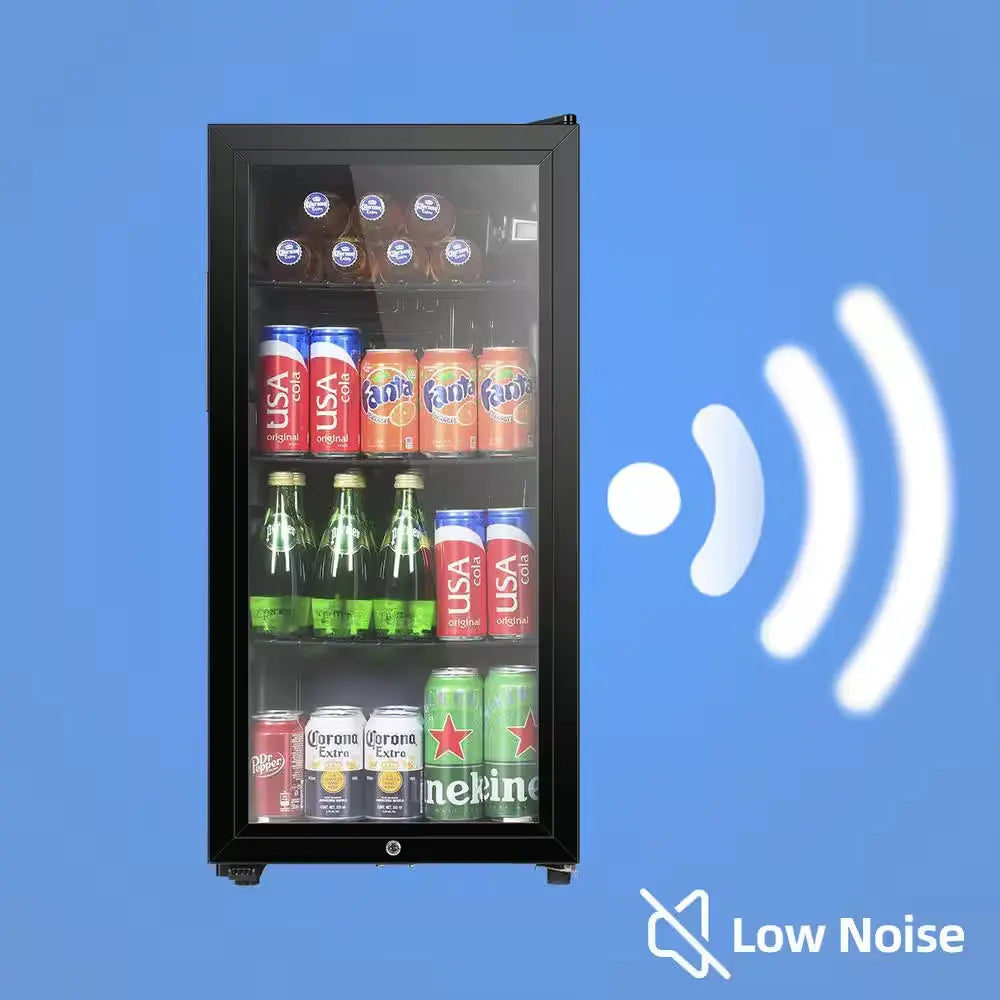 15.75 In. Single Zone Beverage and Wine Cooler in Black with Double Glass Door and Adjustable Shelving | Fridge.com