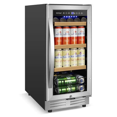 15" Beverage Refrigerator 130 Can Built-In Beer Cooler with Two Handle and Reversible Hinge | Fridge.com