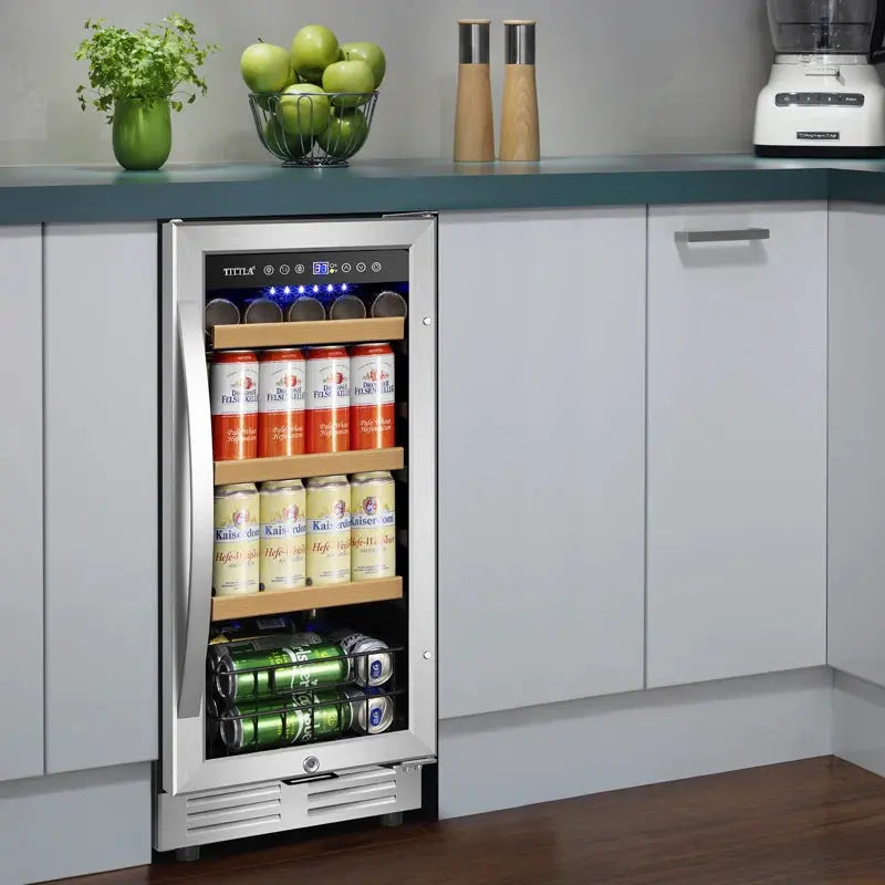 15" Beverage Refrigerator 130 Can Built-In Beer Cooler with Two Handle and Reversible Hinge | Fridge.com