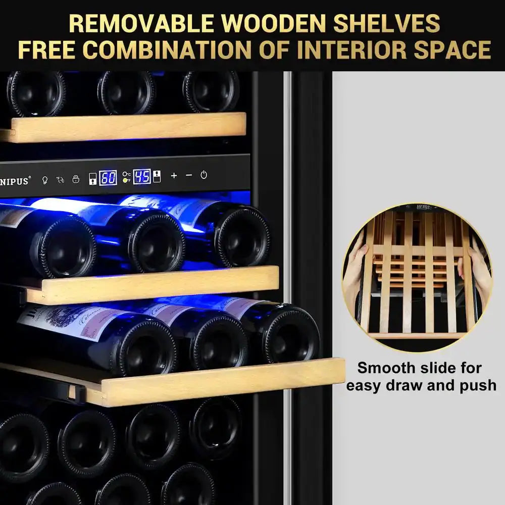 15" Dual Zone 30-Bottle Cellar Cooling Unit Built-In and Freestanding Wine Cooler in Blue LED 2 Handles Stainless Steel | Fridge.com