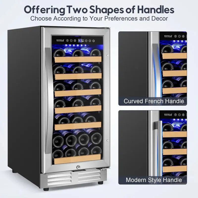 15" Wine Premium Refrigerator 30 Bottle Built-In Wine Cooler with Two Handle & Reversible Hinge | Fridge.com