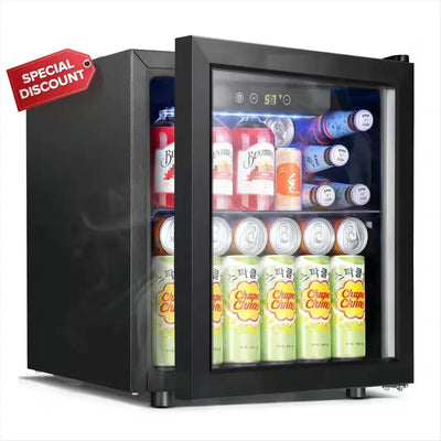 16.46 In. Single Zone 1.3 Cu.Ft Beverage & Wine Cooler -12 Bottle & 48 Can in Black | Fridge.com