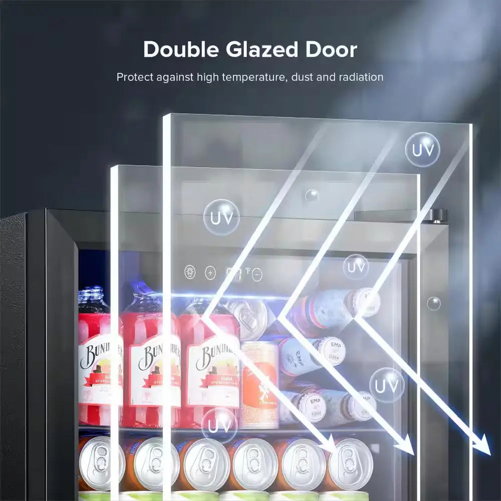 16.46 In. Single Zone 1.3 Cu.Ft Beverage & Wine Cooler -12 Bottle & 48 Can in Black | Fridge.com