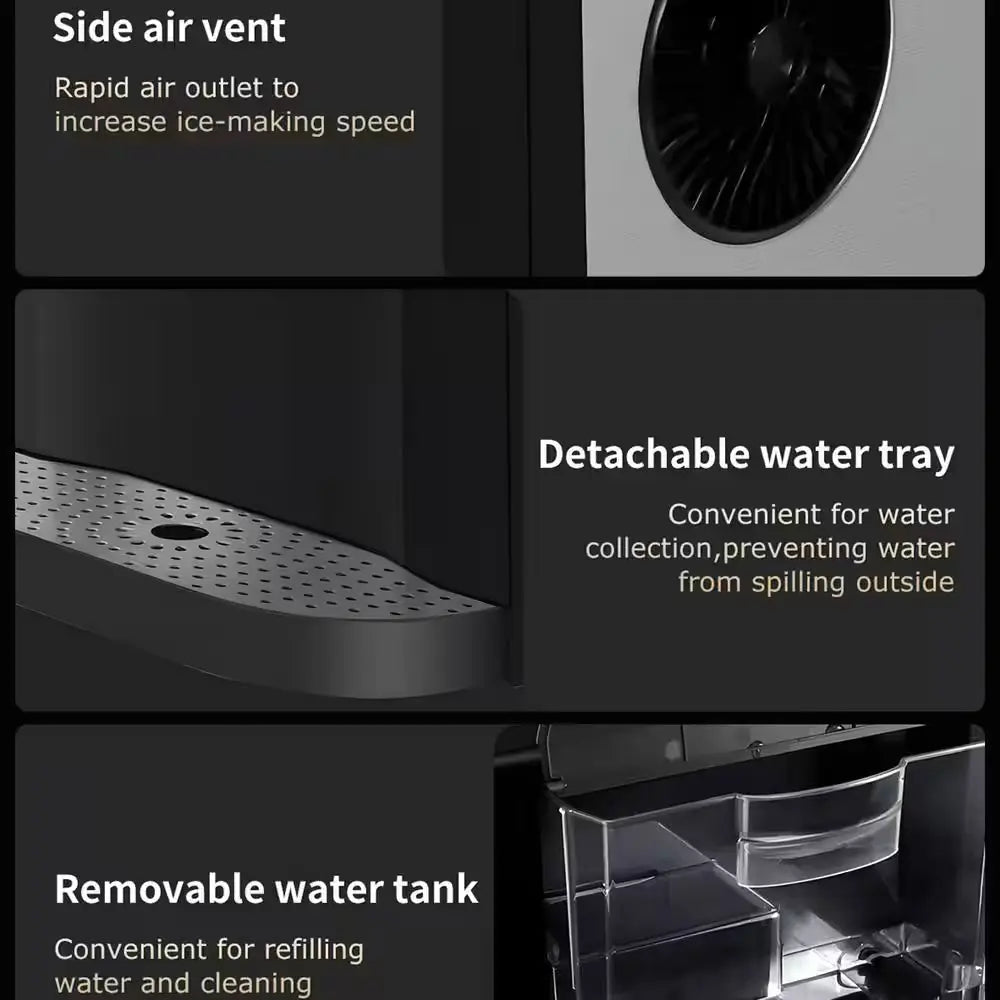 16.9 In. Ice Production per Day(44 Lb), 32 Lb. Portable Ice Maker in Black with Intelligent Panel and Nugget Maker. | Fridge.com