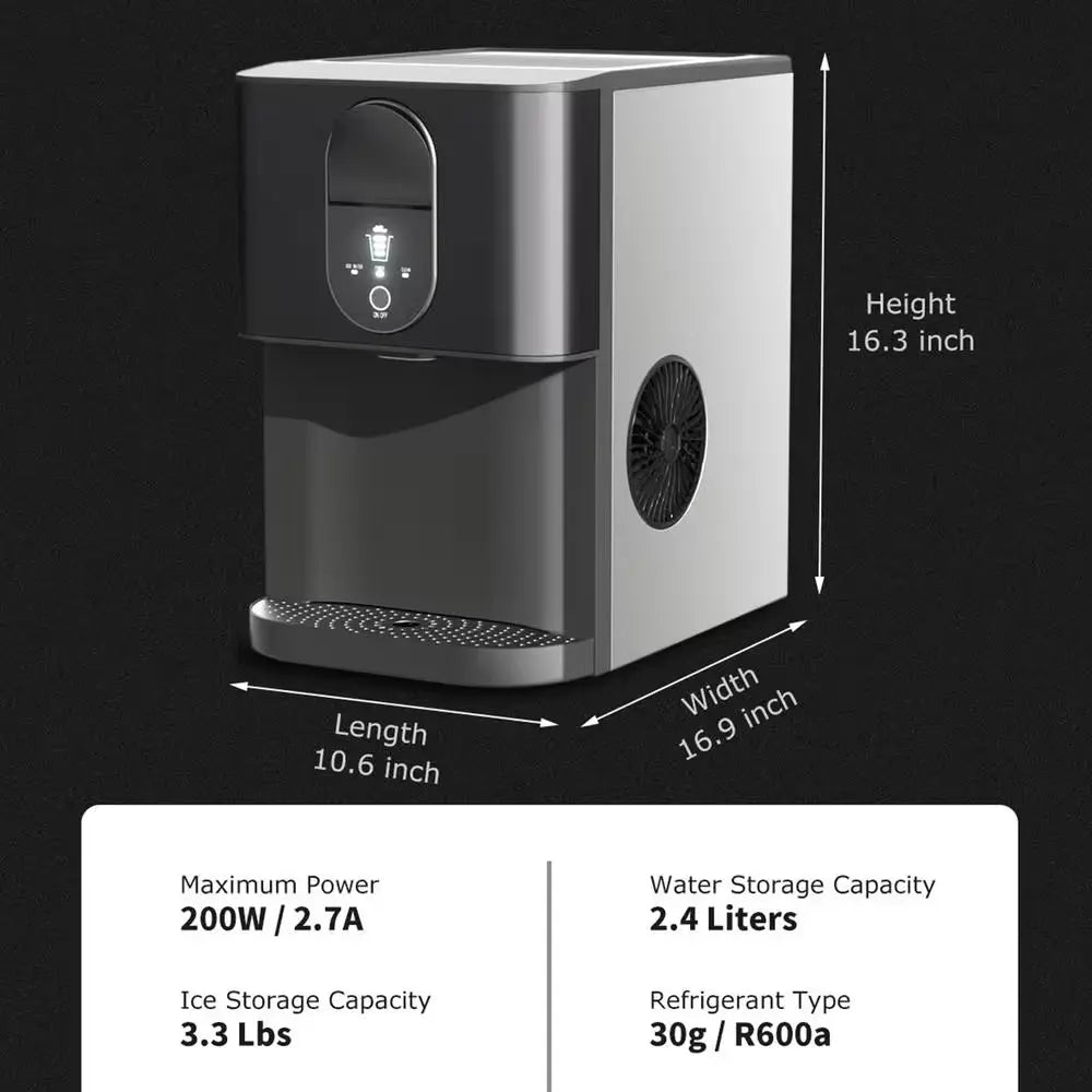 16.9 In. Ice Production per Day(44 Lb), 32 Lb. Portable Ice Maker in Black with Intelligent Panel and Nugget Maker. | Fridge.com