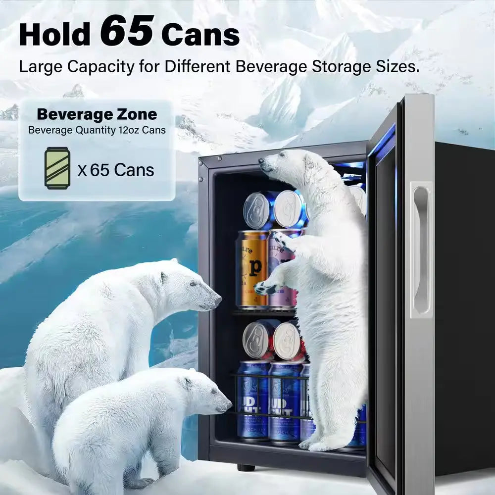 16.9 In. Single Zone 65-Cans Freestanding Compressor Beverage Cooler Refrigerator Fridge in Stainless Steel Frost Free | Fridge.com