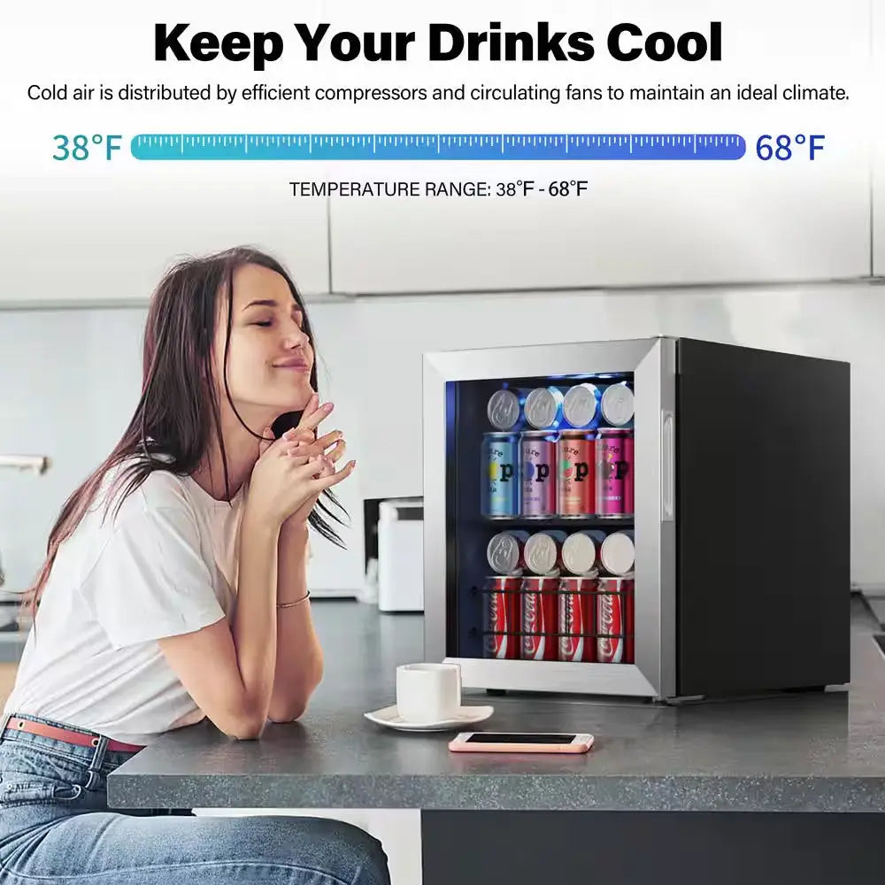 16.9 In. Single Zone 65-Cans Freestanding Compressor Beverage Cooler Refrigerator Fridge in Stainless Steel Frost Free | Fridge.com