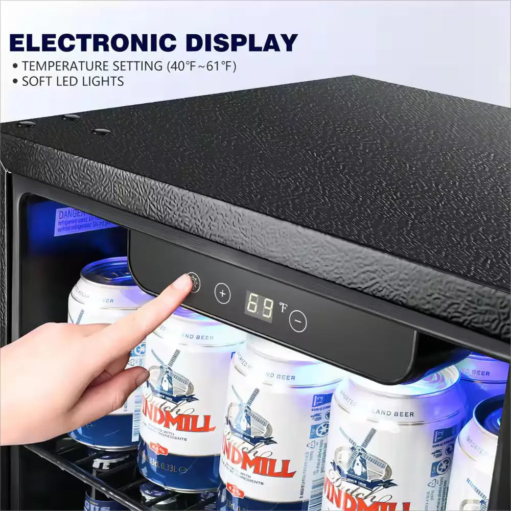 16.93 In. 16 Bottle, 68 Can, Single Zone Beverage and Wine Cooler in Black | Fridge.com