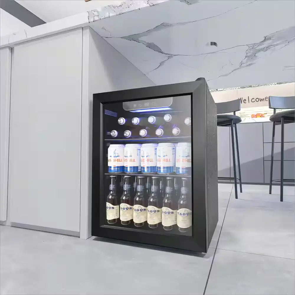 16.93 In. 16 Bottle, 68 Can, Single Zone Beverage and Wine Cooler in Black | Fridge.com