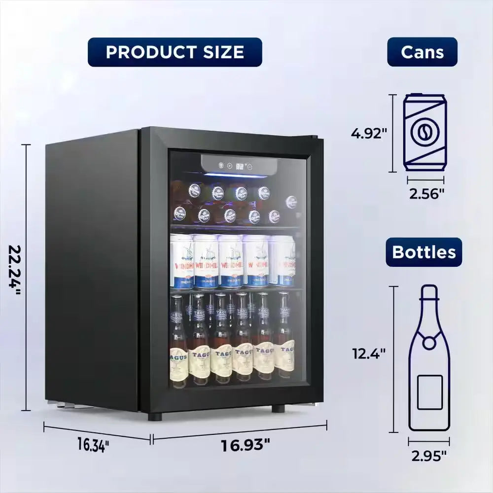 16.93 In. 16 Bottle, 68 Can, Single Zone Beverage and Wine Cooler in Black | Fridge.com