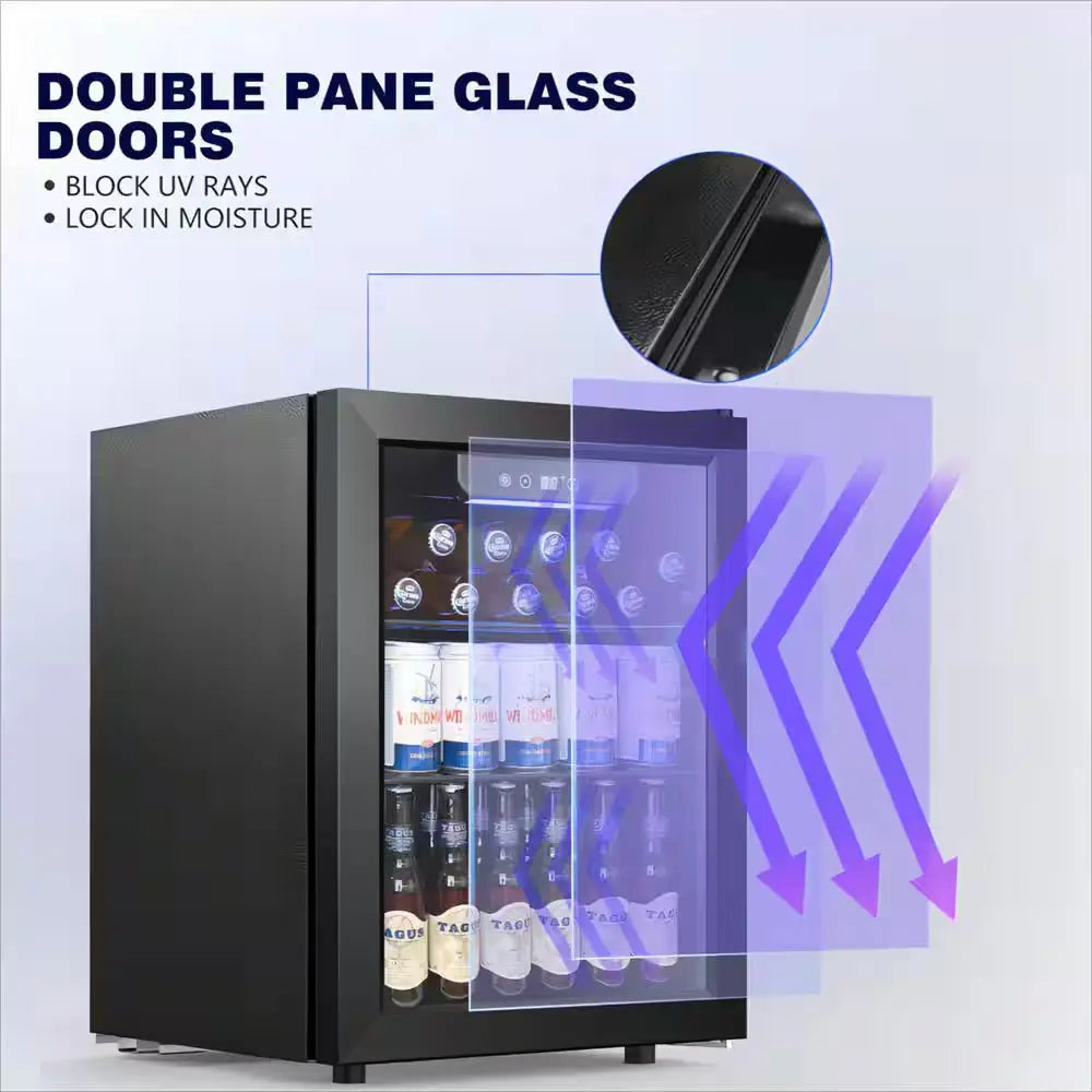 16.93 In. 16 Bottle, 68 Can, Single Zone Beverage and Wine Cooler in Black | Fridge.com