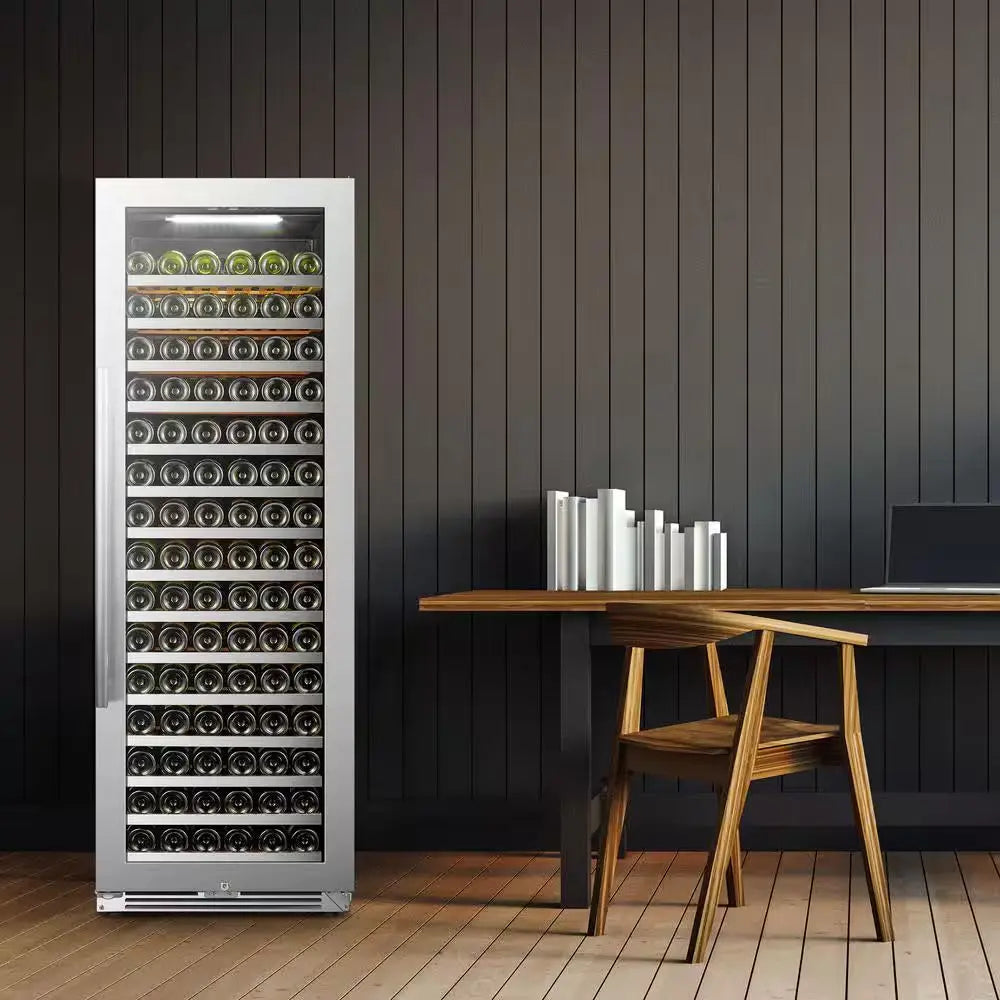 164 Bottle Seamless Stainless Steel Single Zone Wine Refrigerator | Fridge.com