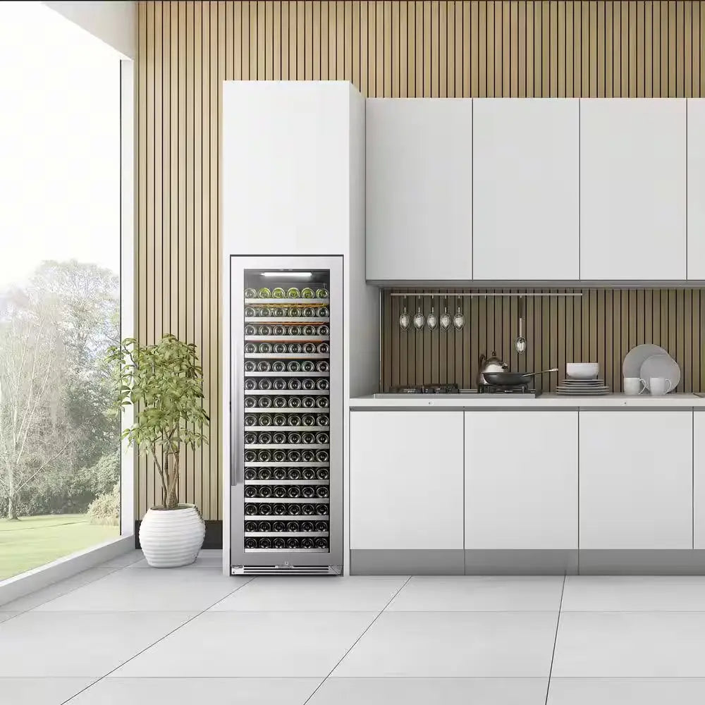 164 Bottle Seamless Stainless Steel Single Zone Wine Refrigerator | Fridge.com