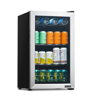 17 In. 100 (12 Oz.) Can Beverage Cooler with Glass Door in Stainless Steel | Fridge.com