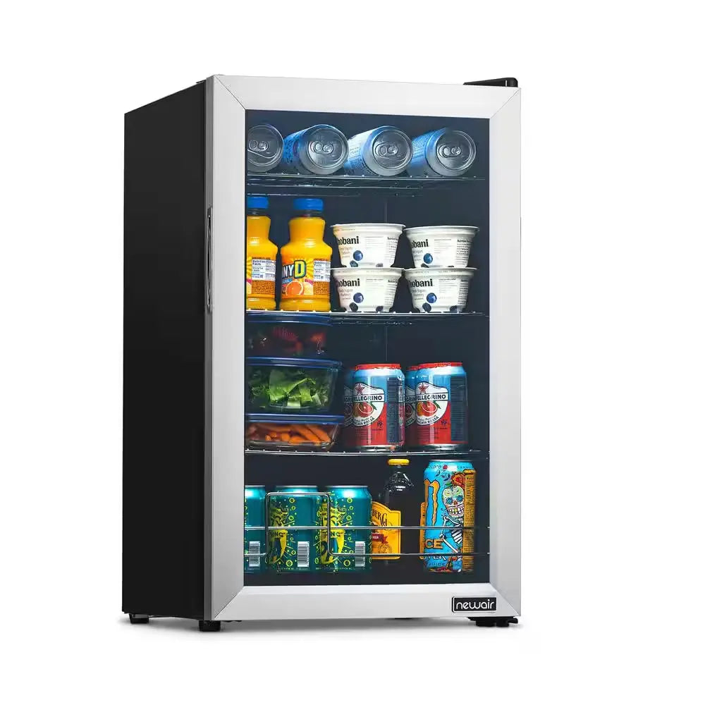 17 In. 100 (12 Oz.) Can Beverage Cooler with Glass Door in Stainless Steel | Fridge.com