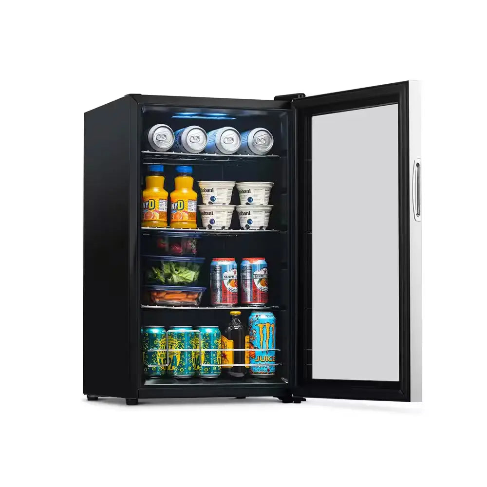 17 In. 100 (12 Oz.) Can Beverage Cooler with Glass Door in Stainless Steel | Fridge.com