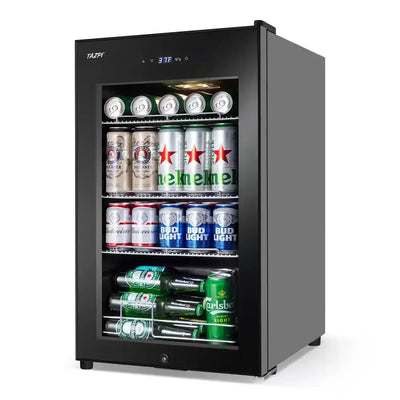 17 In. 101 (12 Oz.) Cans Freestanding Frost-Free Beverage Cooler Refrigerator Fridge with Door Lock, Black | Fridge.com