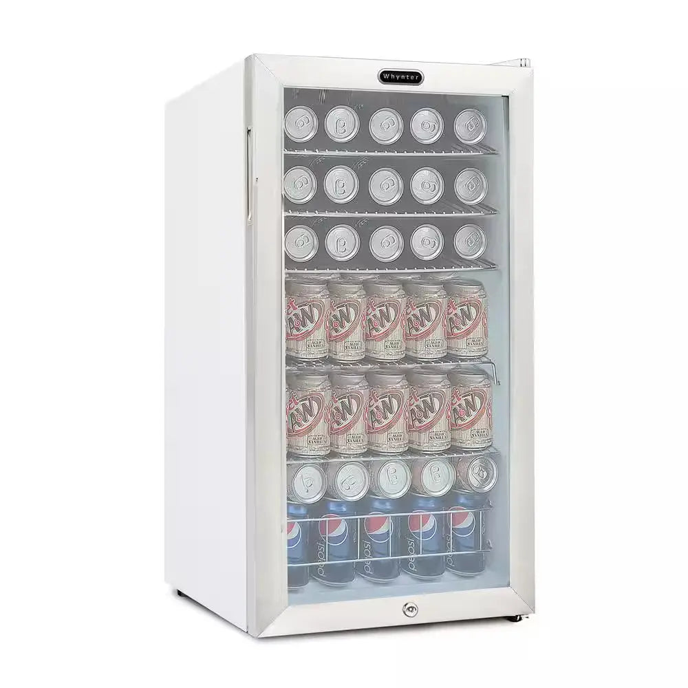 17 In. 120 (12 Oz.) Can Cooler 3.1 Cu. Ft. Mini Refrigerator in White with Lock | Fridge.com