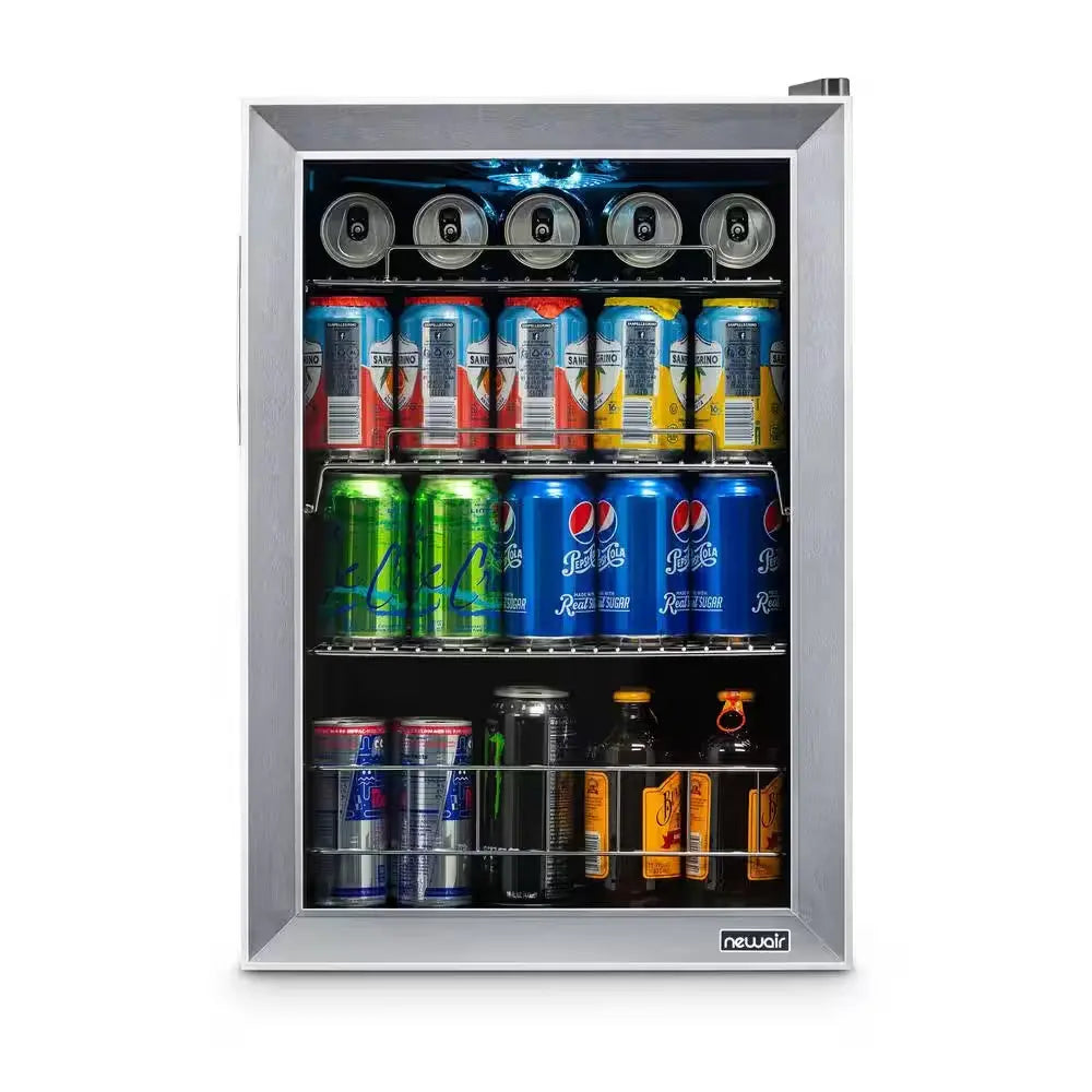 17 In. 90 (12 Oz.) Can Freestanding Beverage Cooler Fridge with Adjustable Shelves, Stainless Steel | Fridge.com