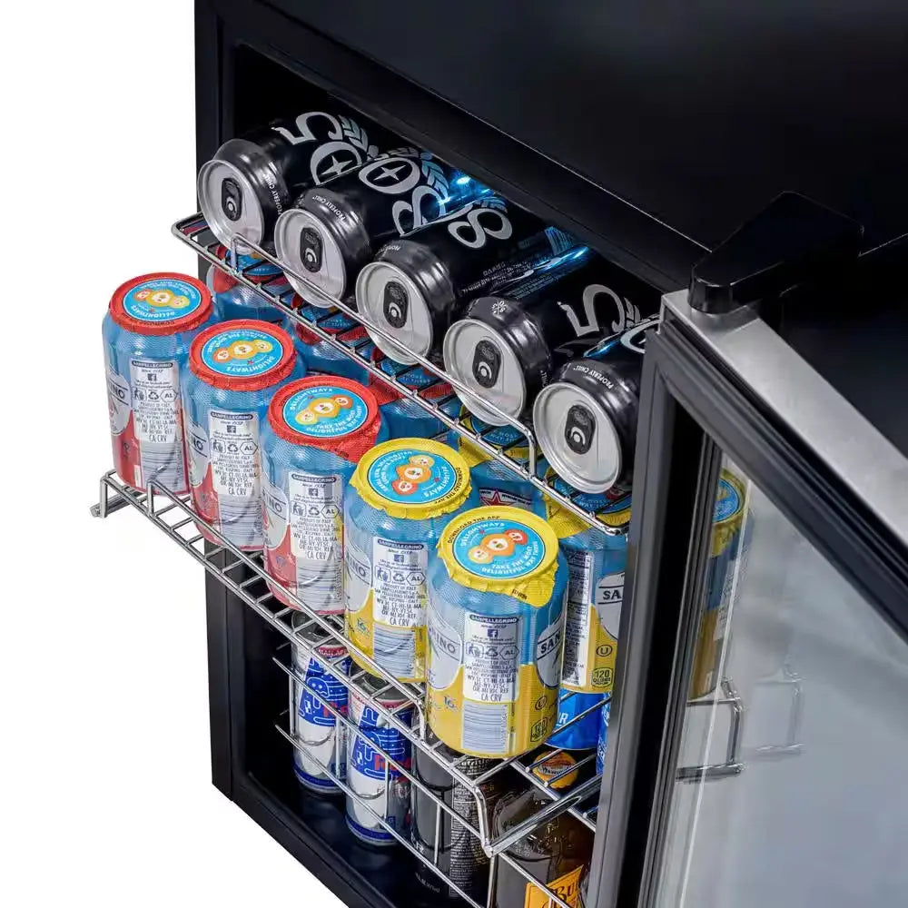 17 In. 90 (12 Oz.) Can Freestanding Beverage Cooler Fridge with Adjustable Shelves, Stainless Steel | Fridge.com