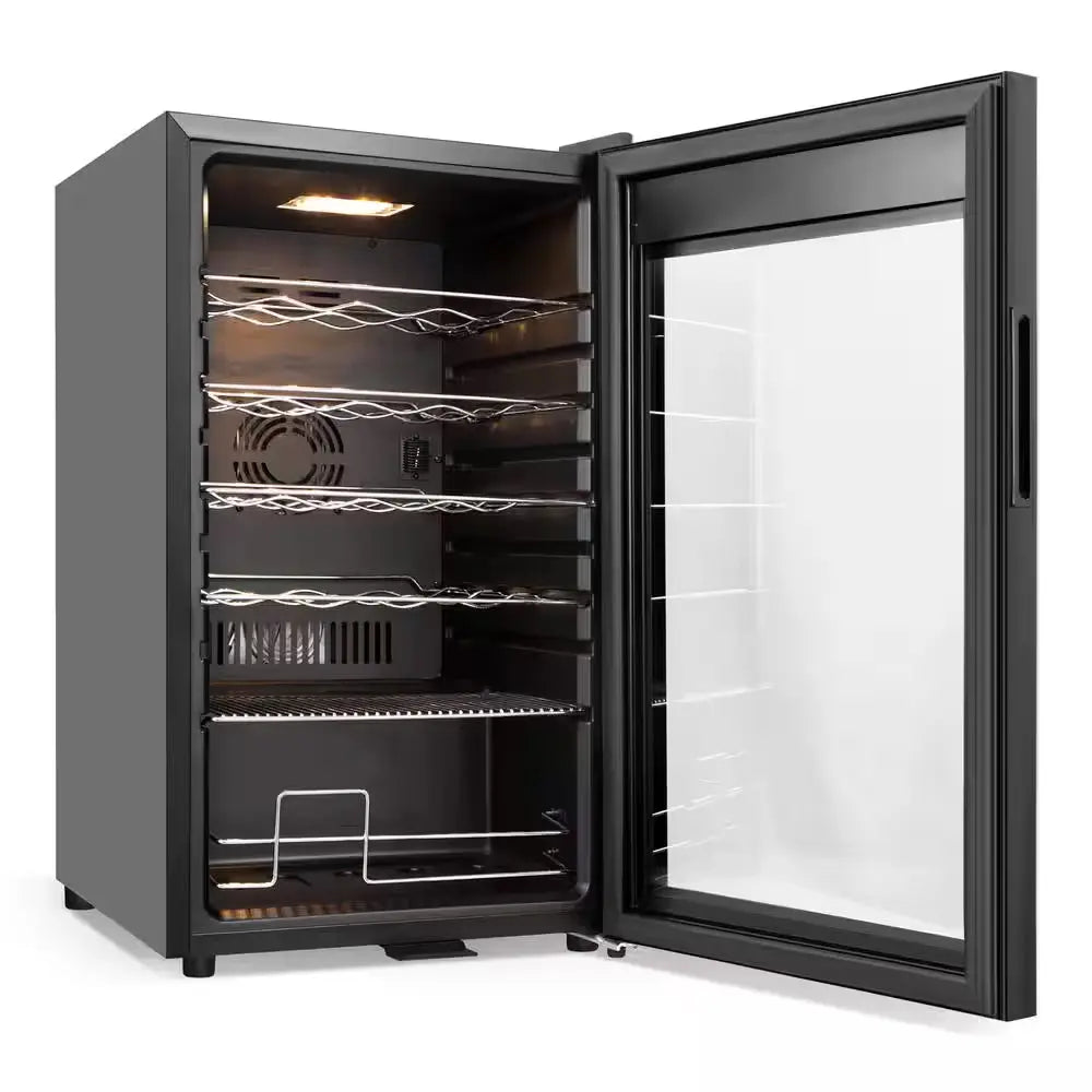 17 In. Wine Cooler 24-Bottle Freestanding Wine Cooler Fridge with Lock and Temperature Memory, Black | Fridge.com