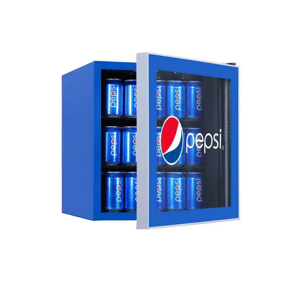 17.5 In. 1.8 Cu. Ft. 50 (12 Oz.) Can or 17-Bottle Glass Door Compact Beverage Cooler in Blue without Freezer | Fridge.com