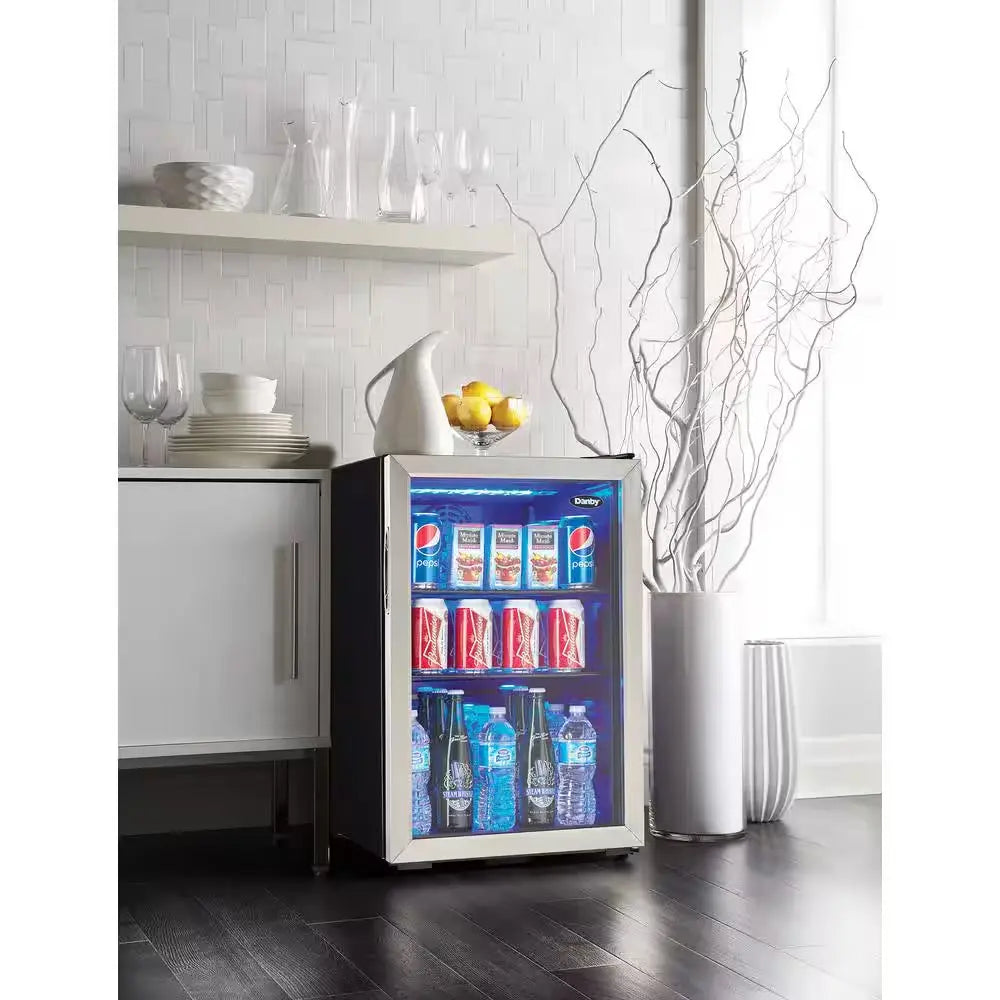 17.5 In. 95 (12 Oz.) Can 2.6 Cu. Ft. Free-Standing Beverage Cooler in Stainless Steel | Fridge.com