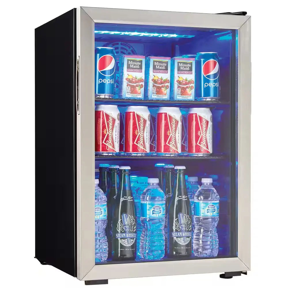 17.5 In. 95 (12 Oz.) Can 2.6 Cu. Ft. Free-Standing Beverage Cooler in Stainless Steel | Fridge.com