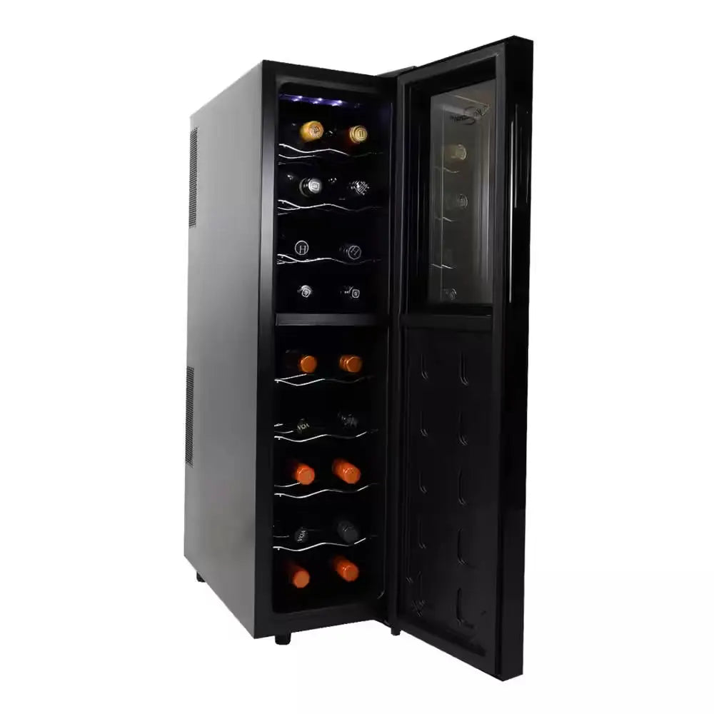 18 Bottle Slim Dual Zone Wine Cooler, Black, 1.9 Cu. Ft. (53L) Freestanding Wine Fridge | Fridge.com