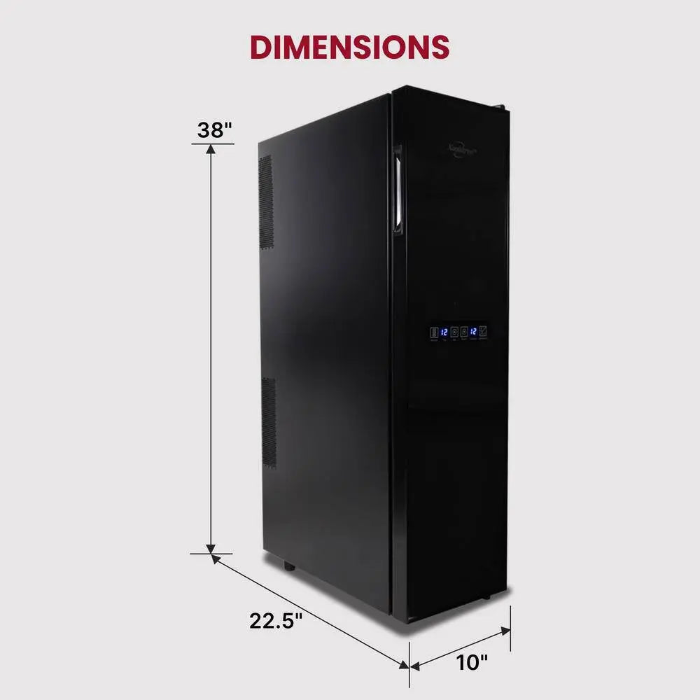 18 Bottle Slim Dual Zone Wine Cooler, Black, 1.9 Cu. Ft. (53L) Freestanding Wine Fridge | Fridge.com