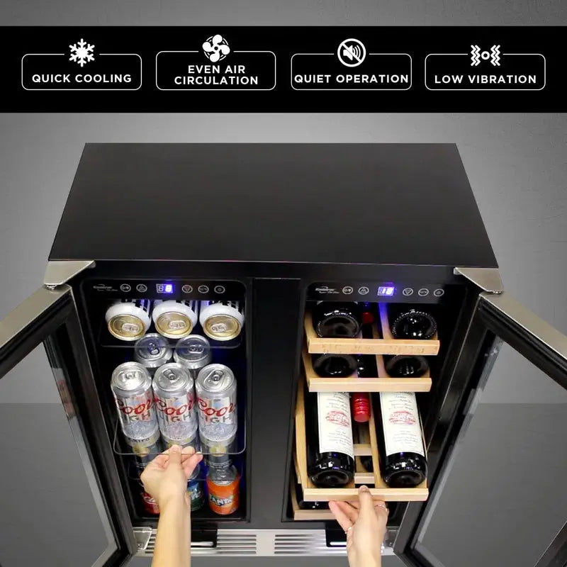 18 Bottle and 56 Can Dual Zone Freestanding Wine and Beverage Refrigerator | Fridge.com