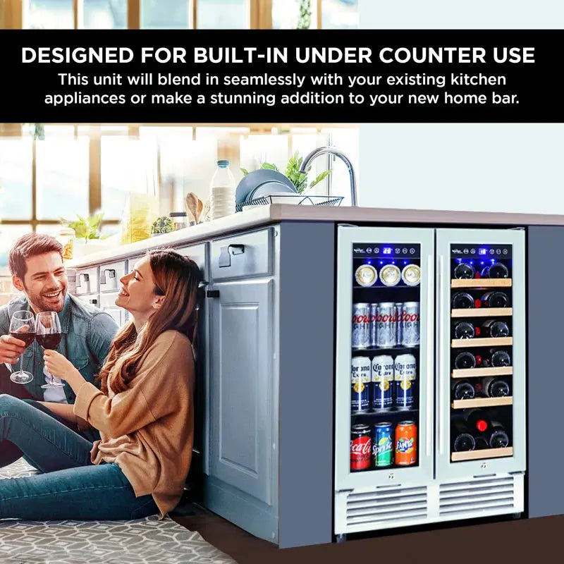 18 Bottle and 56 Can Dual Zone Freestanding Wine and Beverage Refrigerator | Fridge.com