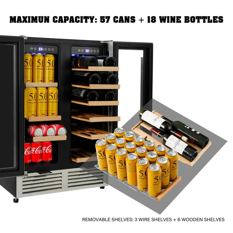 18 Bottle and 57 Can Dual Zone Freestanding Wine & Beverage Refrigerator | Fridge.com