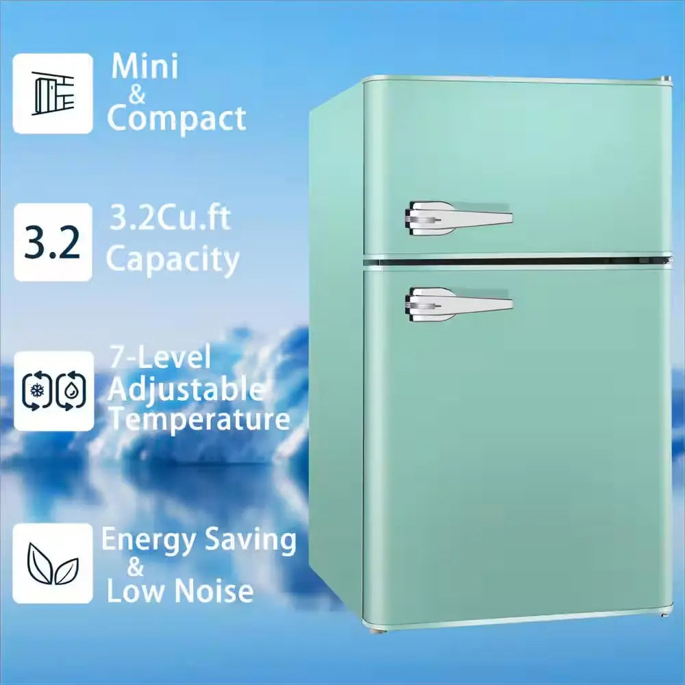 18.7 In. W, 3.2 Cu. Ft. 2-Door Mini Refrigerator, with Freezer in Green | Fridge.com