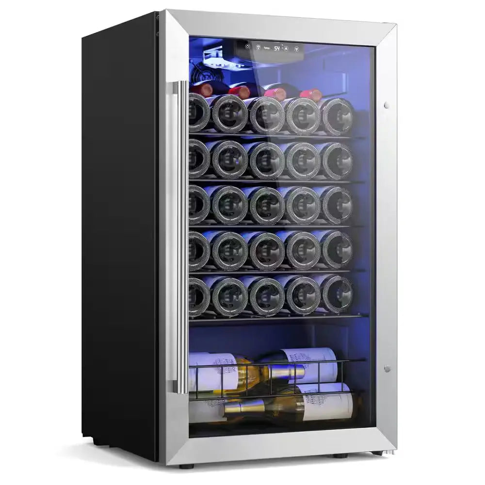 18.8 In. W 32-Bottle Freestanding Compressor Wine Cooler Refrigerator Fridge Cellar Cooling Unit in Stainless Steel | Fridge.com