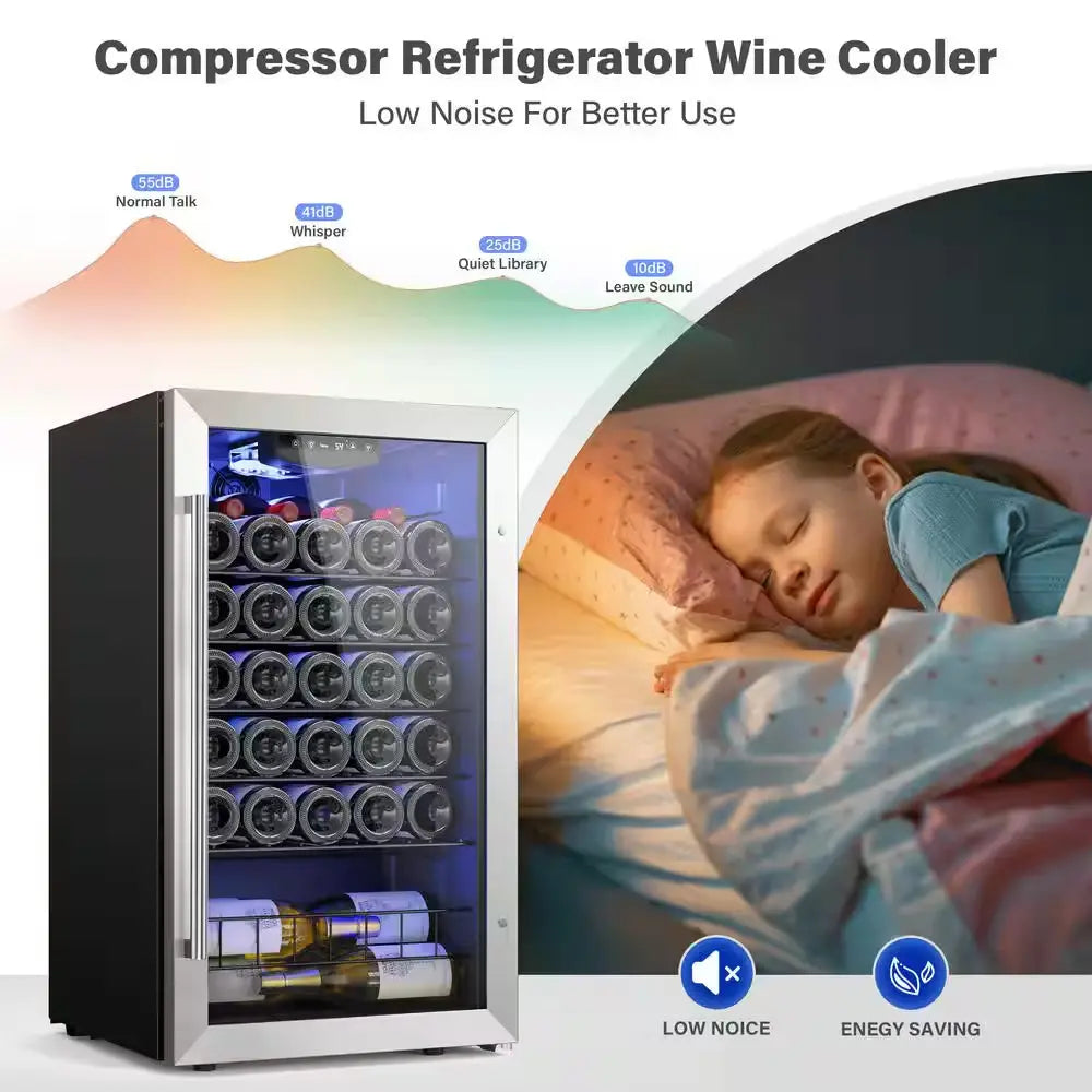 18.8 In. W 32-Bottle Freestanding Compressor Wine Cooler Refrigerator Fridge Cellar Cooling Unit in Stainless Steel | Fridge.com