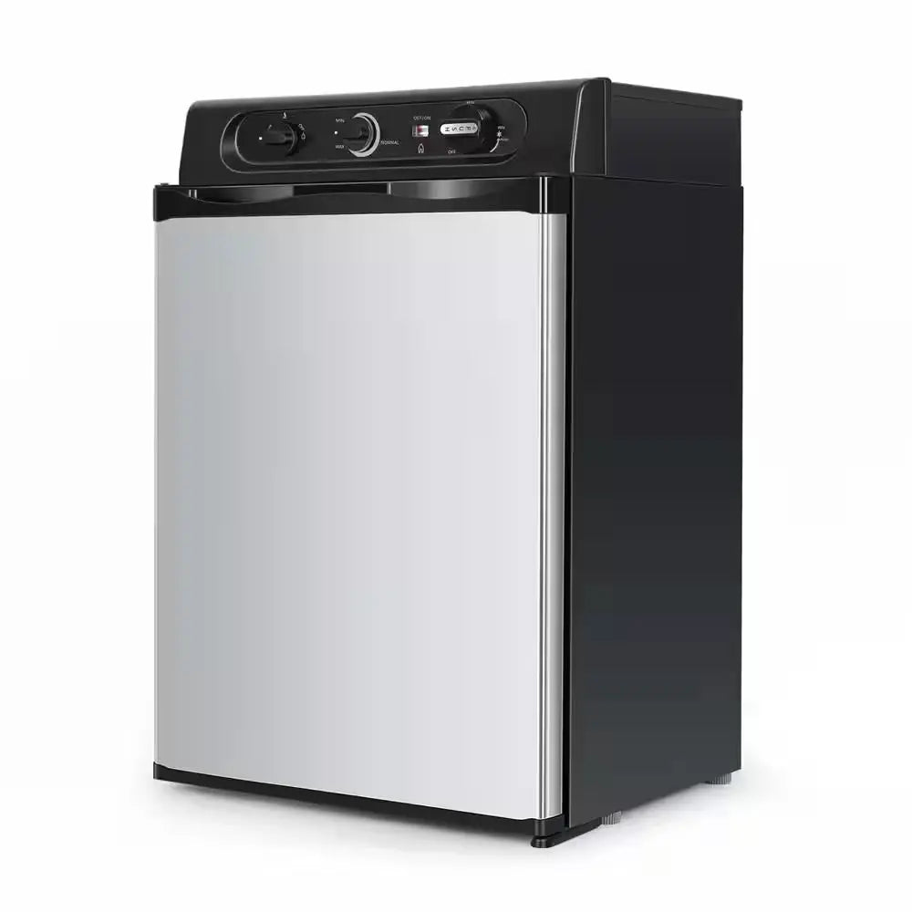 19 In. 2.1 Cu. Ft. Mini Refrigerator in Black, Silver Camper Gas Refrigerator 120V Quiet Outdoor Camper RV Fridge | Fridge.com