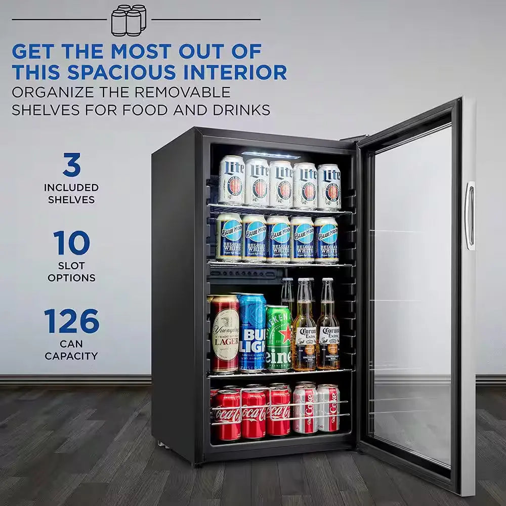 19 In. Single Zone 126-Cans Beverage Cooler in Stainless Steel | Fridge.com