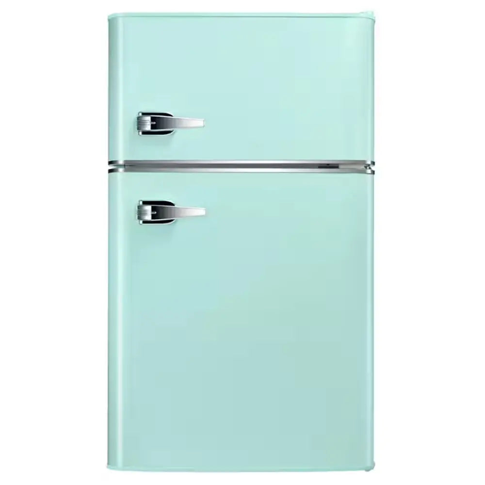 19.69 In. 3.2 Cu. Ft. 2-Door Retro Mini-Refrigerator in Green with Compact Freezer Low Noise Defrost | Fridge.com