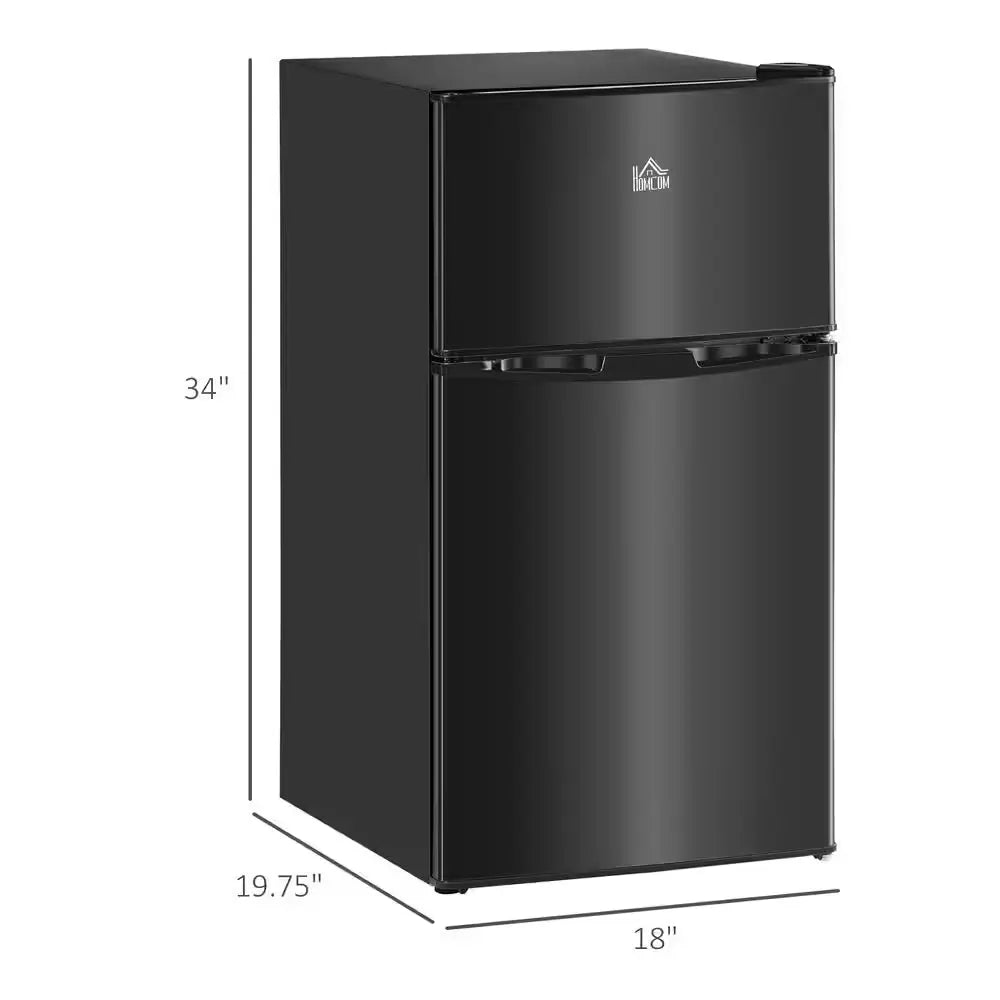 19.75 In. 3.5 Cu. Ft. Mini Refrigerator in Black with Freezer, Reversible Double Door and Adjustable Thermostat | Fridge.com