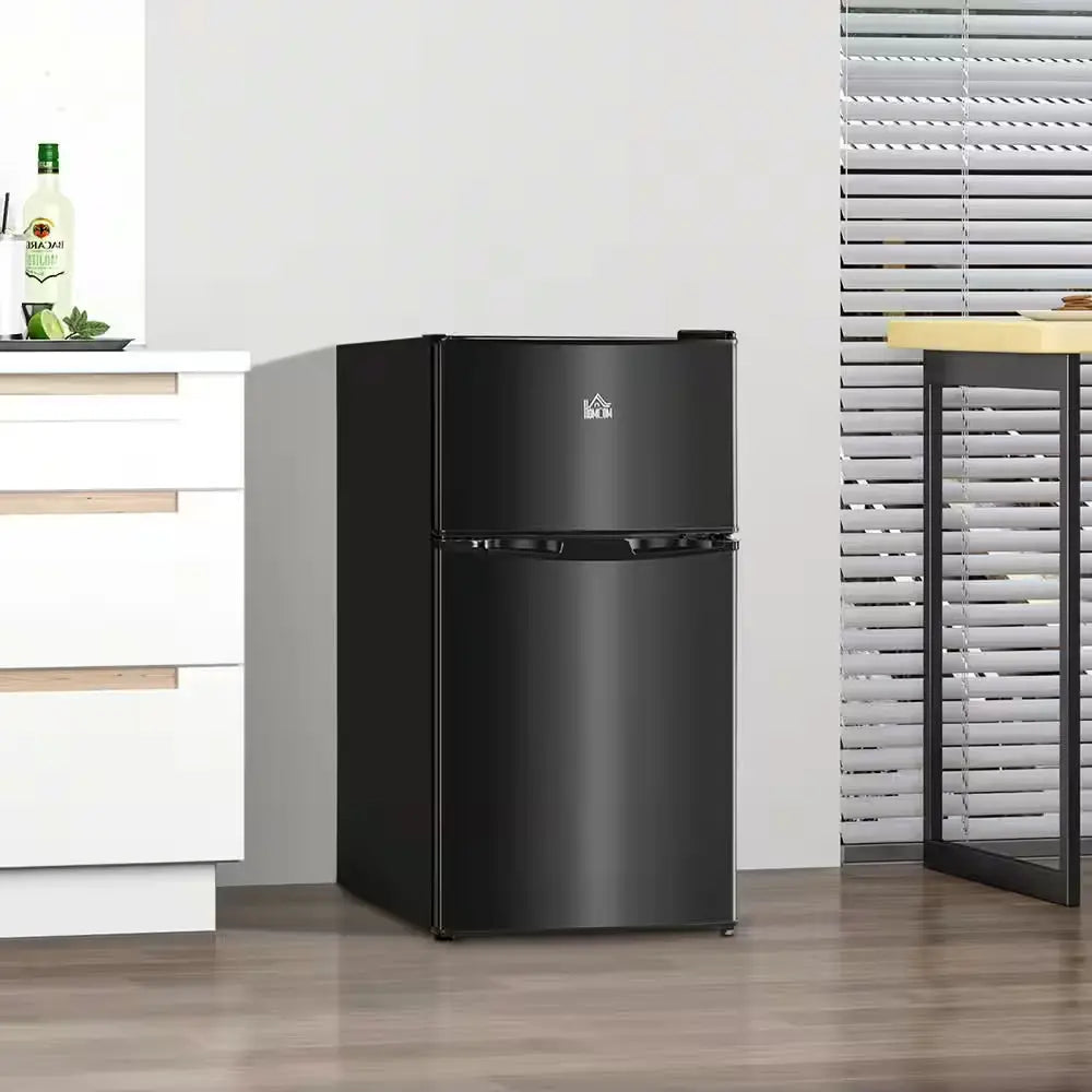 19.75 In. 3.5 Cu. Ft. Mini Refrigerator in Black with Freezer, Reversible Double Door and Adjustable Thermostat | Fridge.com