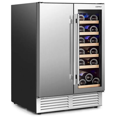 2-In-1 Beverage and Wine Cooler with Independent Temperature Control and LED Lights | Fridge.com