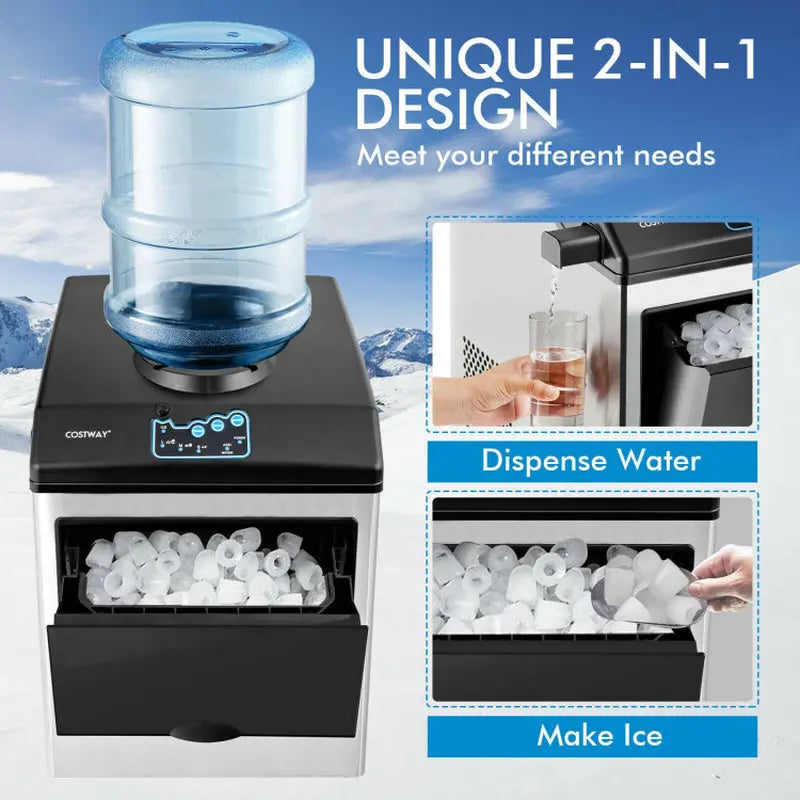 2-In-1 Stainless Steel Countertop Ice Maker with Water Dispenser | Fridge.com