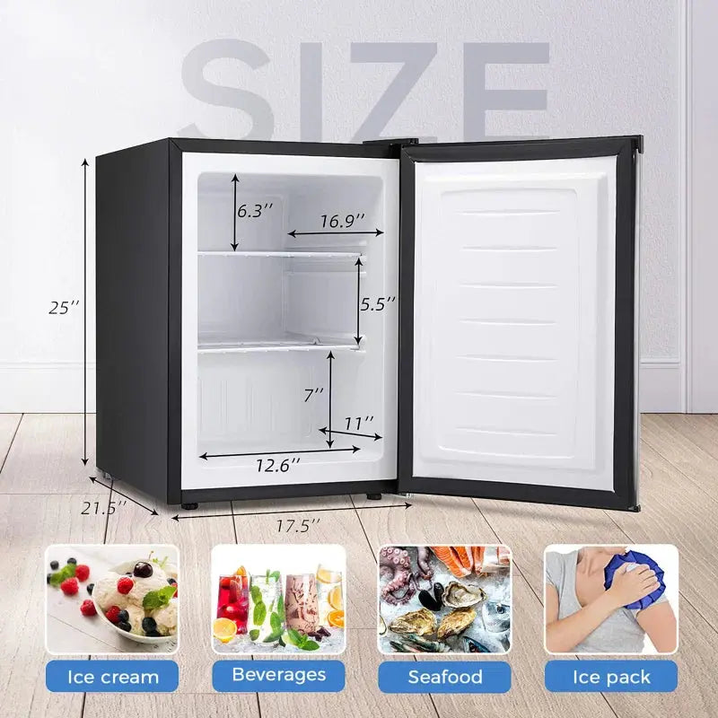 2.1 Cubic Feet Upright Freezer with Adjustable Temperature Controls | Fridge.com