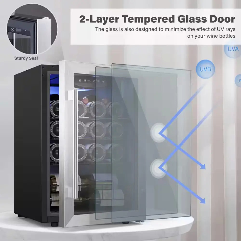 20-Bottle Freestanding Compressor Wine Cooler Refrigerator Fridge Cellar Cooling Unit in Stainless Steel Frost Free | Fridge.com