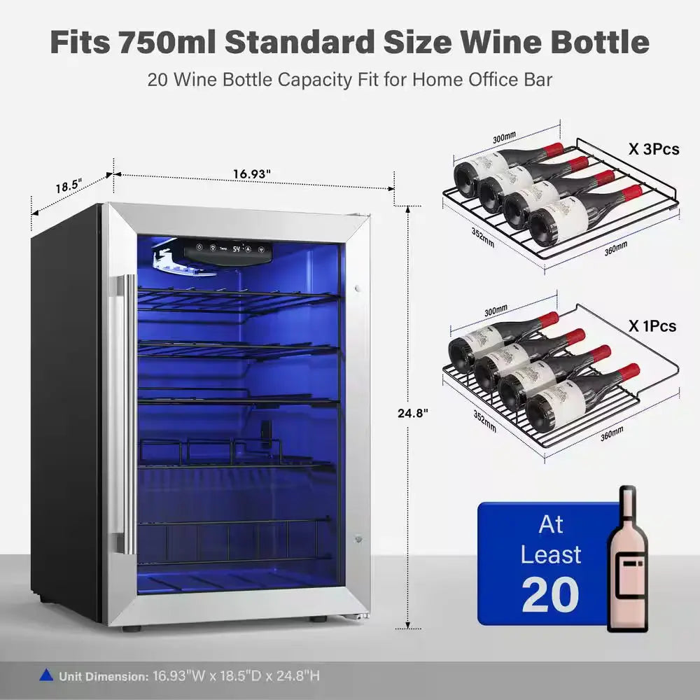 20-Bottle Freestanding Compressor Wine Cooler Refrigerator Fridge Cellar Cooling Unit in Stainless Steel Frost Free | Fridge.com