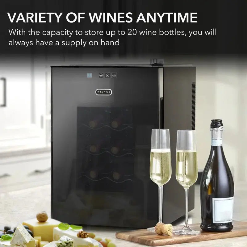 20 Bottle Thermoelectric Wine Cooler with Mirror Glass Door | Fridge.com