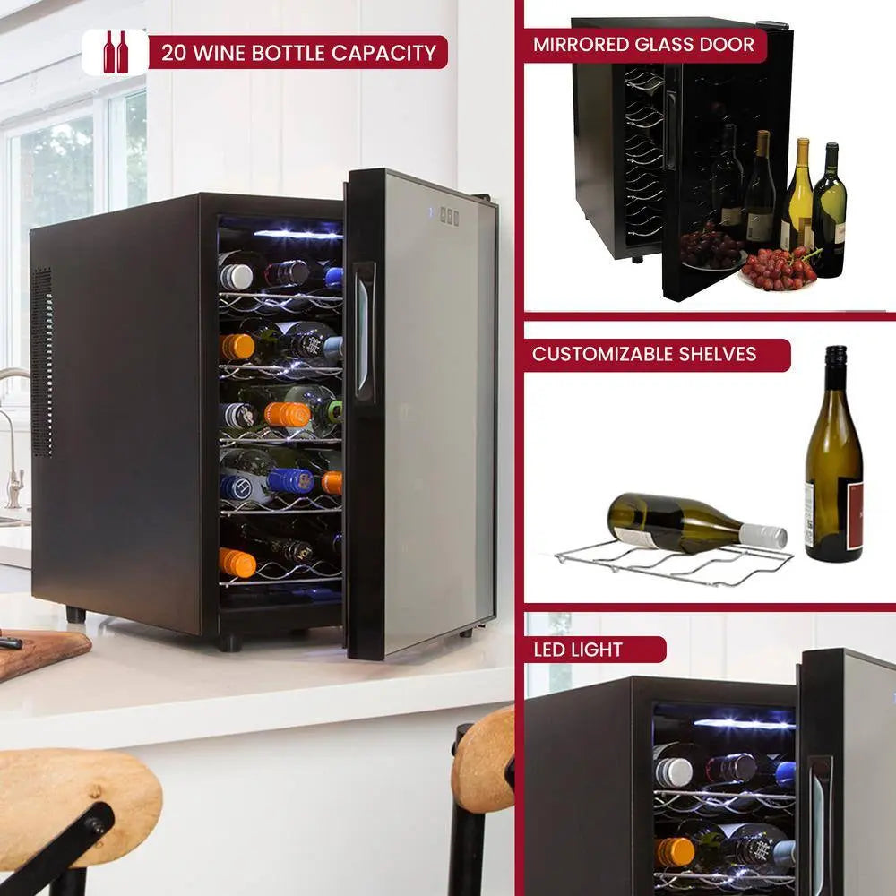 20 Bottle Wine Cooler, Black 1.7 Cu. Ft.. (48L) Freestanding Thermoelectric Wine Fridge | Fridge.com