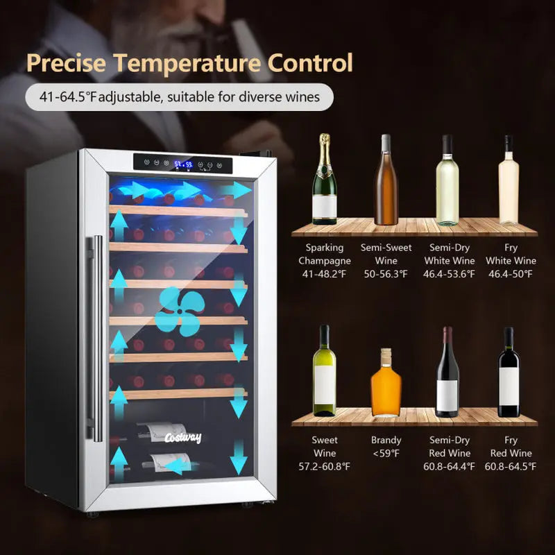 20 Inch Wine Refrigerator for 33 Bottles and Tempered Glass Door | Fridge.com