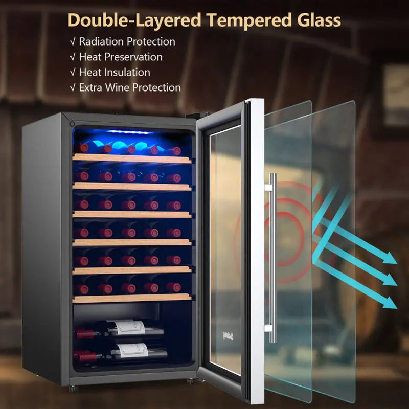 20 Inch Wine Refrigerator for 33 Bottles and Tempered Glass Door | Fridge.com